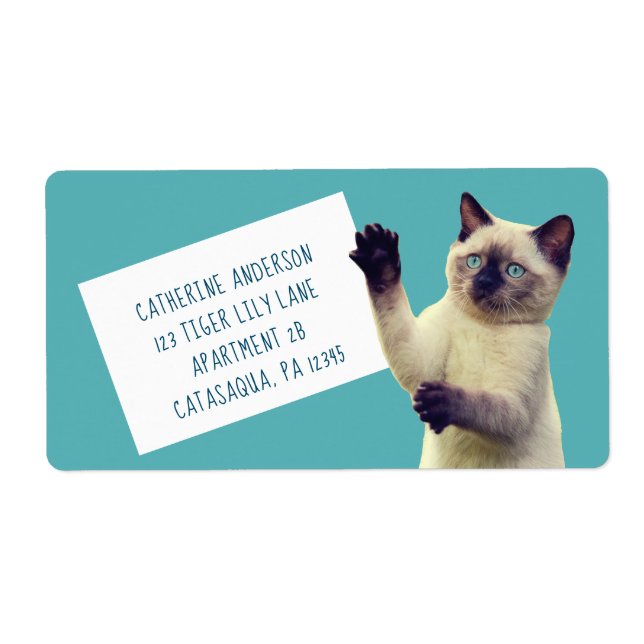 Etiqueta Gatinho Siamês Gelado Azul Grande (Frente)