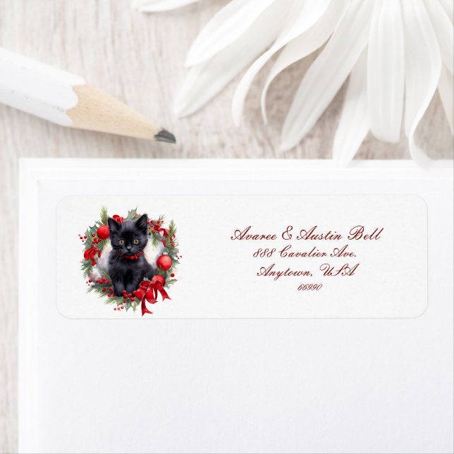 Etiqueta Gatinhos Vestidos Para O Natal (Insitu)