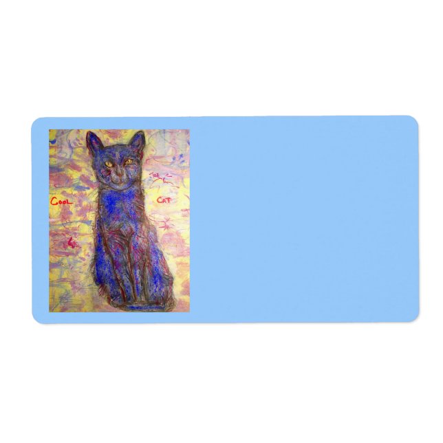 Etiqueta gato azul legal (Frente)
