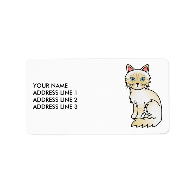 Etiqueta Gato Birman/Ragdoll Tabby Ponto Creme & Texto Pers (Frente)
