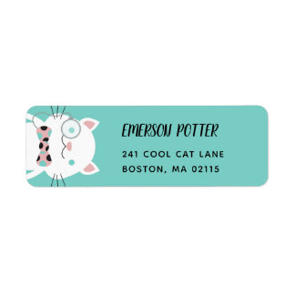 Etiqueta Gato Branco rico | Turquesa