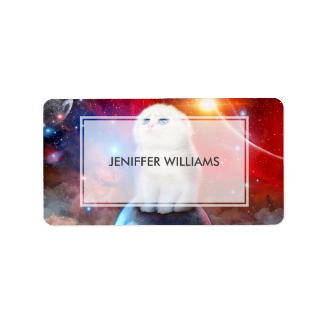 Etiqueta Gato chorando no espaço (Frente)