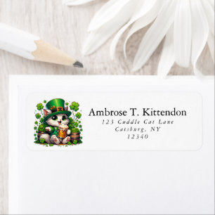 Etiqueta Gato de Cerveja do Dia de São Patrício Shamrocks S