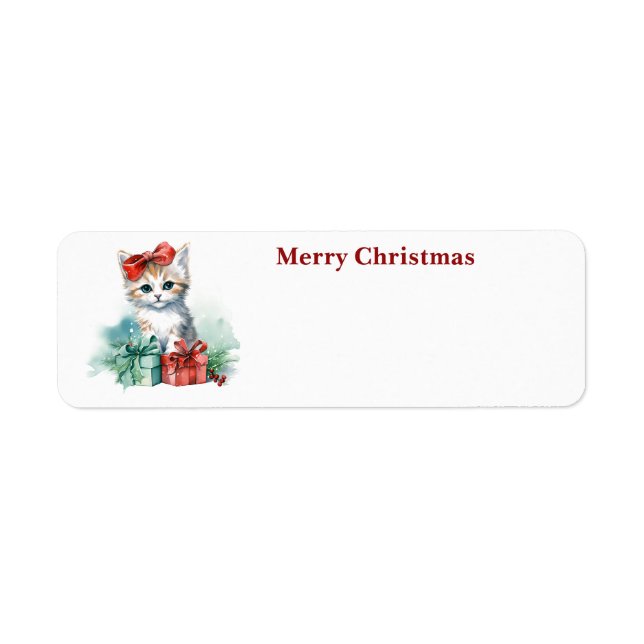 Etiqueta Gato de Natal bonito (Frente)