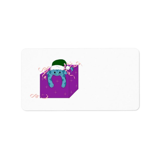Etiqueta Gato de Natal numa Caixa (Frente)