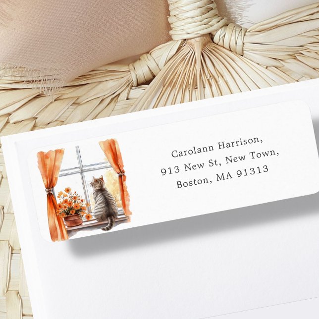 Etiqueta Gato de Tabby | Endereço automático de outono (Criador carregado)