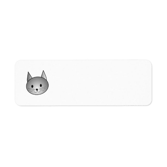 Etiqueta Gato. Design Gatinho Cinza adorável. (Frente)