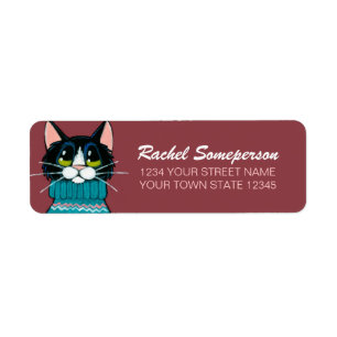 Etiqueta Gato do smoking que veste uma camisola feia