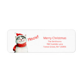 Etiqueta Gato Fofo de Natal Endereço de Remetente