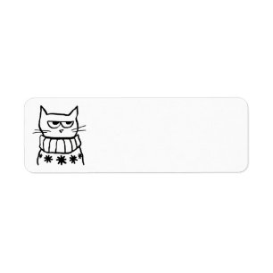 Etiqueta Gato irritado em uma camisola do Natal