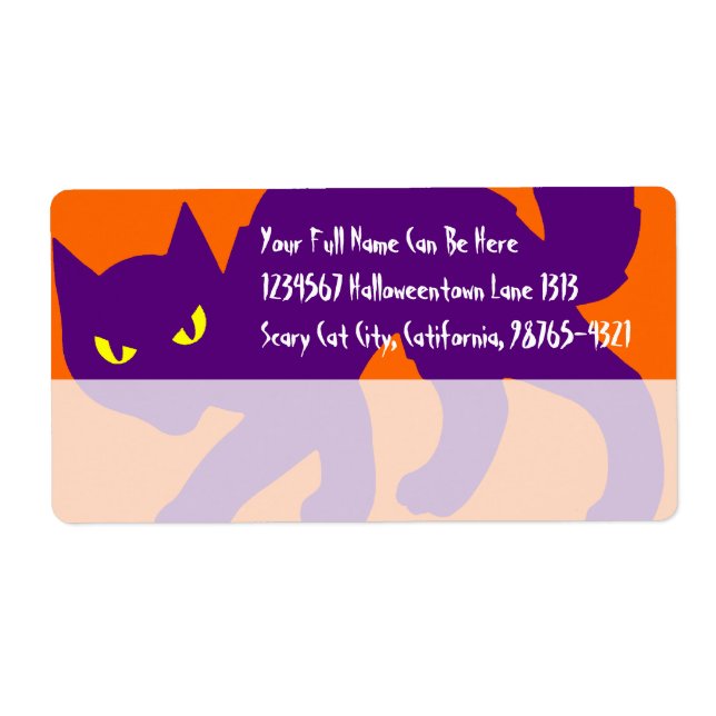 Etiqueta Gato Kitty Halloween Assustador (Frente)