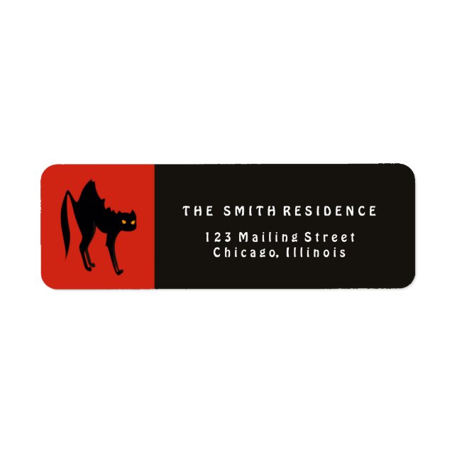 Etiqueta Gato Negro Halloween (Frente)