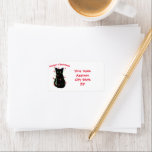Etiqueta Gato negro | Meowy Christmas | Luzes cintilantes<br><div class="desc">Feliz Natal! - Gato preto giro com luzes vermelhas e verdes cintilantes de Natal - personalizável! E design transferível!</div>