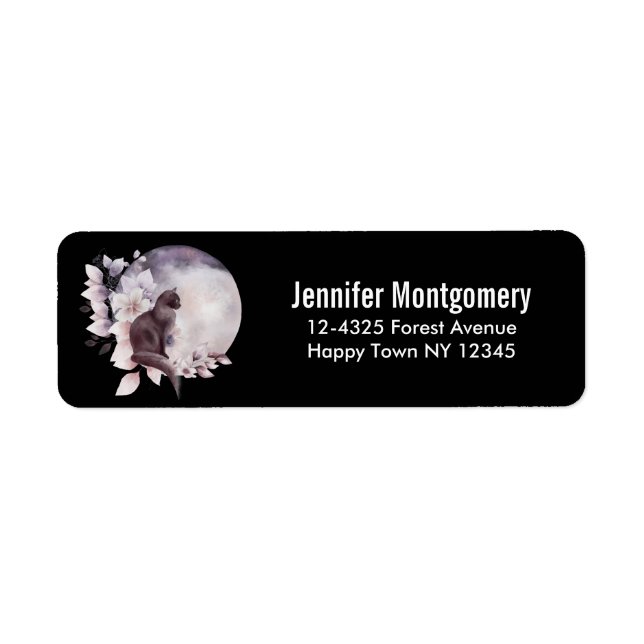 Etiqueta Gato Negro por uma Lua Mágica Cheia (Frente)