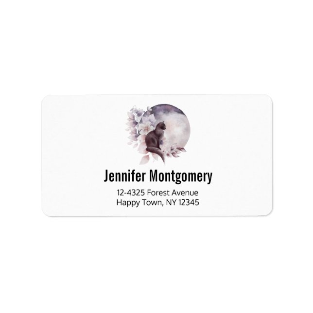 Etiqueta Gato Negro por uma Lua Mágica Cheia (Frente)