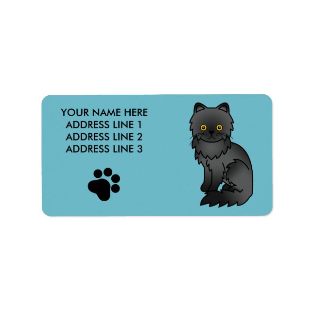 Etiqueta Gato Persa Preto (Frente)