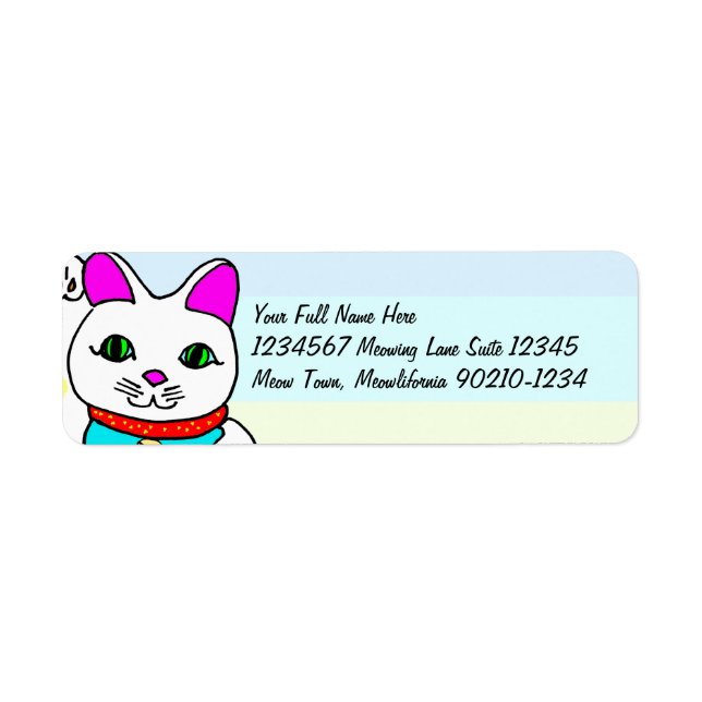 Etiqueta Gato Sortudo Kawaii (Frente)