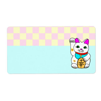 Etiqueta Gato Sortudo Kawaii Maneki Neko Xadrez