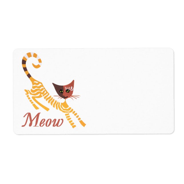 Etiqueta Gato vermelho engraçado (Frente)