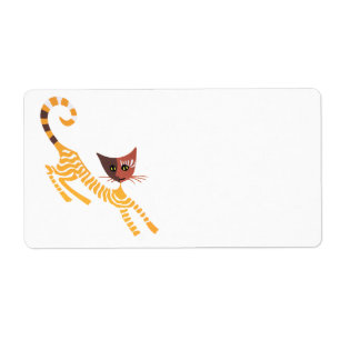 Etiqueta Gato vermelho engraçado