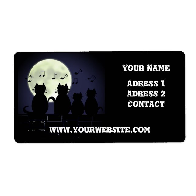 Etiqueta Gatos à lua. Personalizar (Frente)