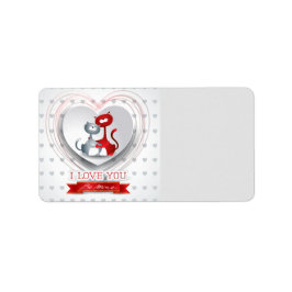 Etiqueta Gatos apaixonados por coração