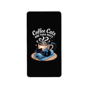 Etiqueta Gatos Café e Tapetes de Ioga Gato de Ioga Engraçad