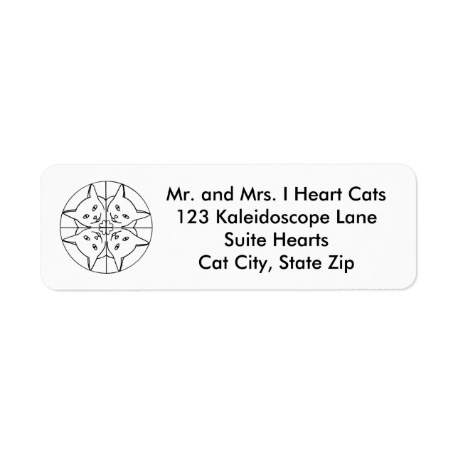 Etiqueta Gatos Caleidoscópicos Corações Cutis Endereçam Rót (Frente)