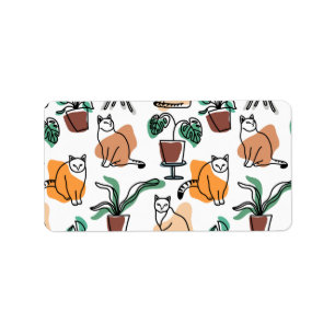 Etiqueta Gatos e flores para desenho de linhagens