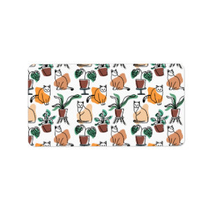 Etiqueta Gatos e flores para desenho de linhagens