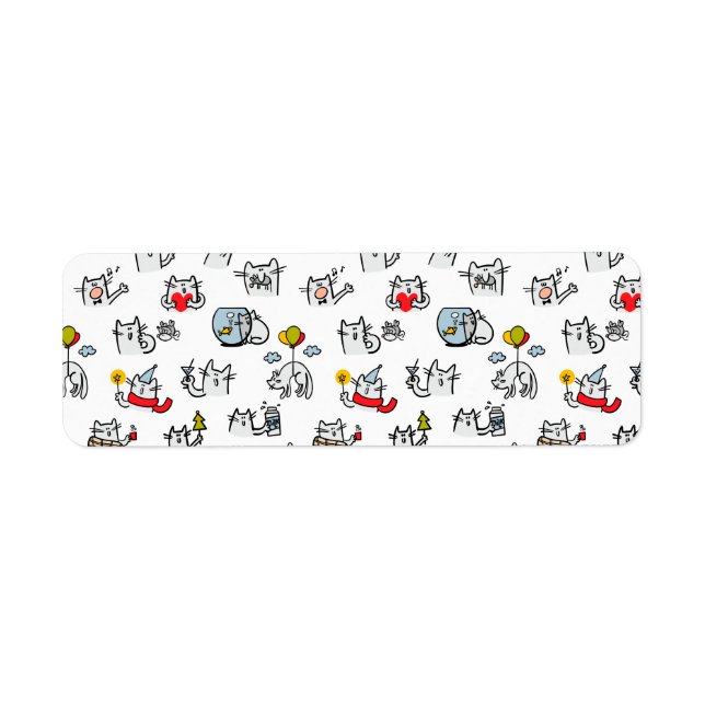 Etiqueta Gatos engraçados, leite e magia. (Frente)