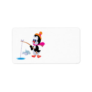 Etiqueta Gelo do pinguim que pesca 2