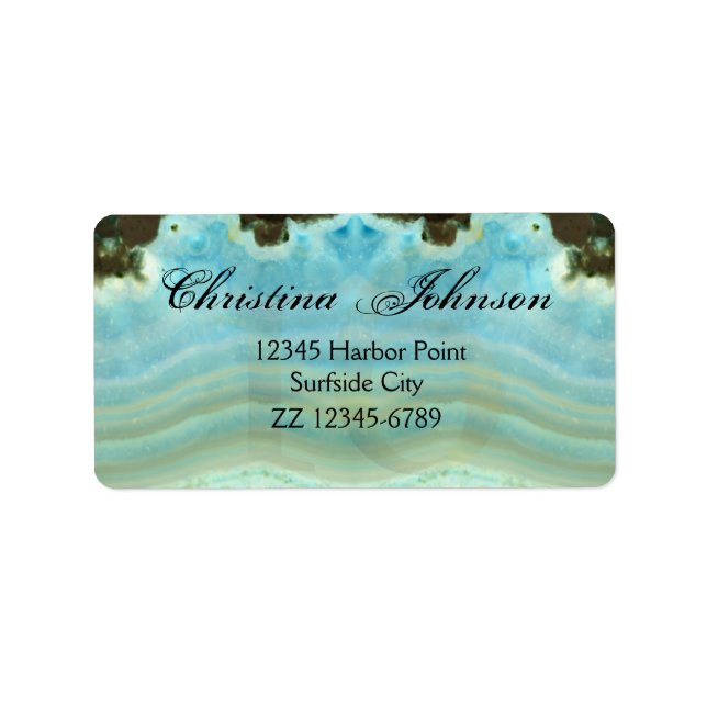 Etiqueta Gemstone Azul Moderno Doce 16 Aniversário (Frente)