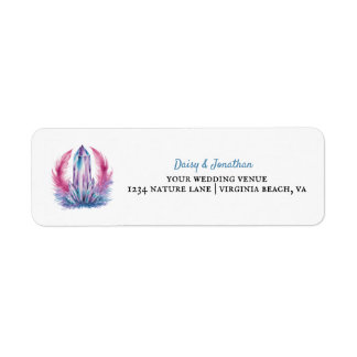 Etiqueta gemstone Crystal Watercolor Casal Endereço de devo
