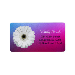 Etiqueta Gerbera Daisy sobre Metálico Ombre Endereço de d