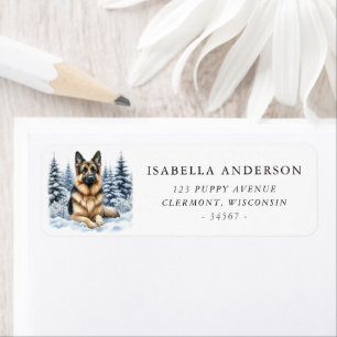 Etiqueta German shepherd Cão Inverno Endereço de Aquarela