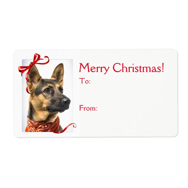 Etiqueta German shepherd de palitos para presentes de Natal (Frente)