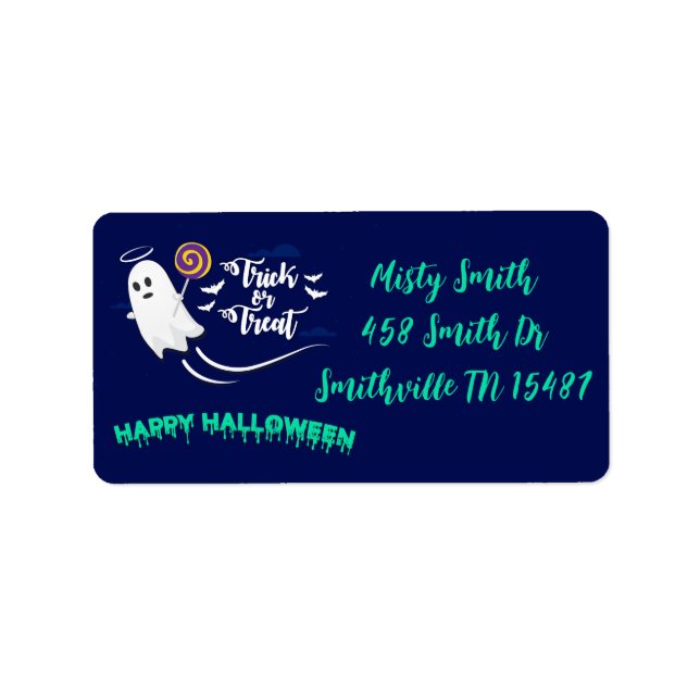 Etiqueta Ghost de Trick ou Tratar Ghost (Frente)