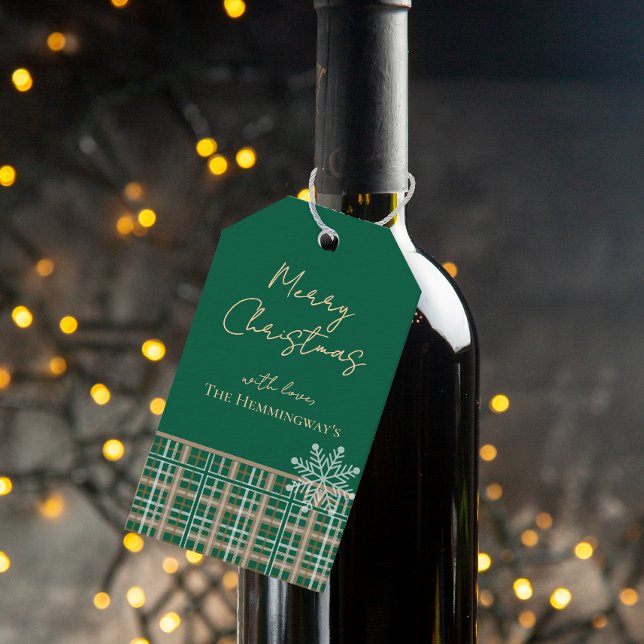 Etiqueta Gift de Floco de Neve Verde Simplesmente  (Criador carregado)