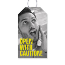 Etiqueta Gift engraçada com Foto de Rosto Preto e