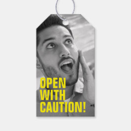 Etiqueta Gift engraçada com Foto de Rosto Preto e 