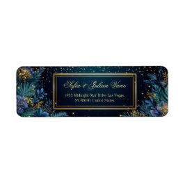 Etiqueta Gilded Midnight Navy Starry Tropical Botanical
