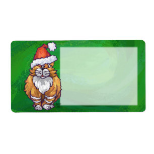 Etiqueta Ginger Cat Christmas on Green