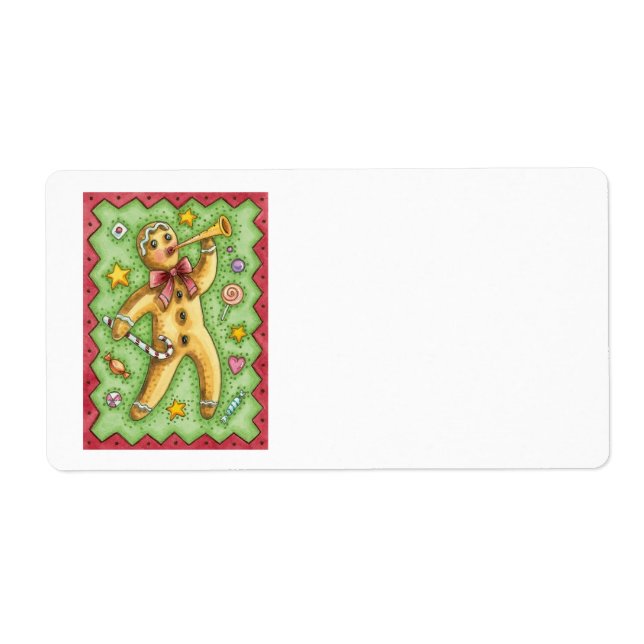 Etiqueta Gingercake Man Blown Horn, Candy de Natal (Frente)