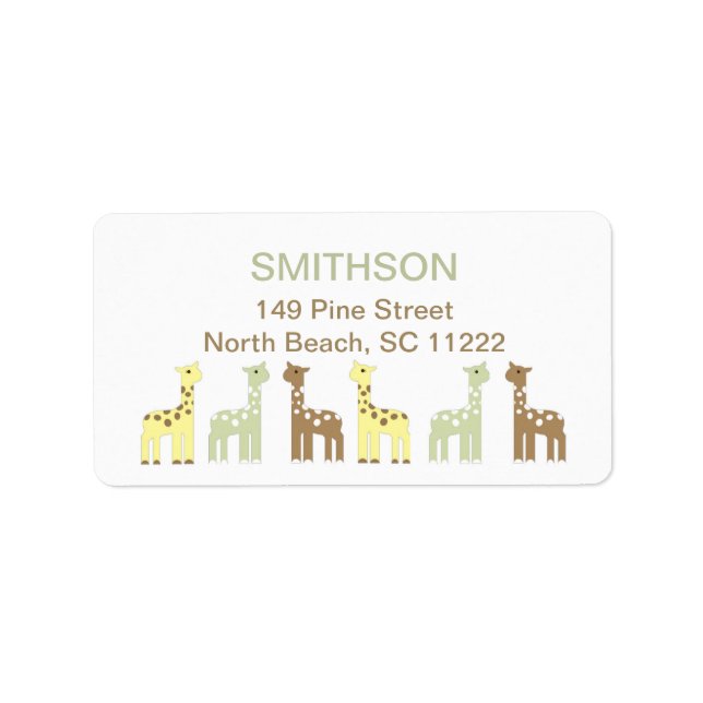 Etiqueta Girafa Chá de fraldas verde amarelo neutro (Frente)