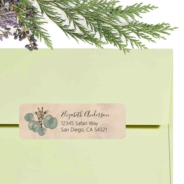 Etiqueta Giraffe Safari Animal Botânico (Criador carregado)