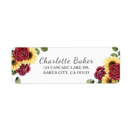 Etiqueta Girassol Moderno e Rosa Floral