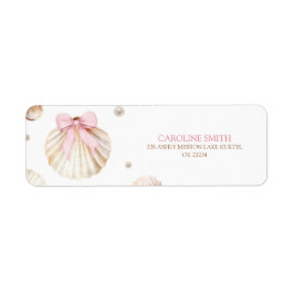 Etiqueta Girl Pink Bow Shell Baby Shower Address Label