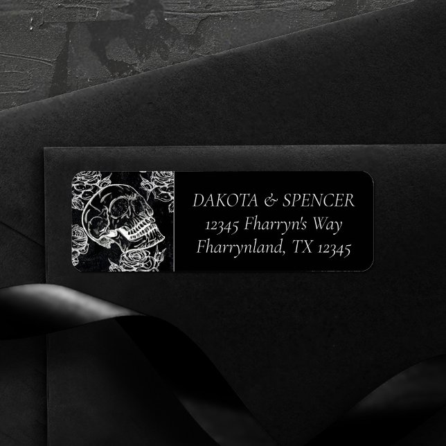 Etiqueta Giz Rosa do crânio | Funky Gothic Grunge Endereço (Criador carregado)