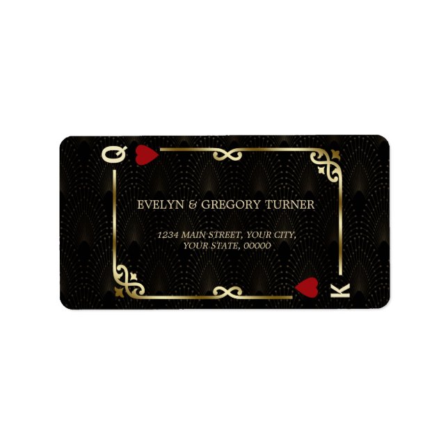 Etiqueta Glam Gatsby Casino Las Vegas Poker Wedding (Frente)